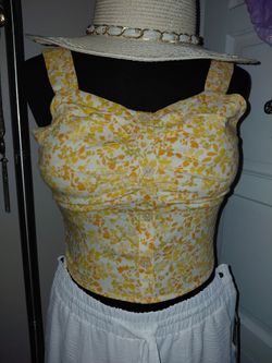Yellow Floral Corset Crop Top