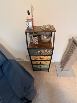 Narrow 5-Drawer Storage Tower with Metal Frame