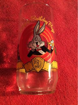 HAPPY BIRTHDAY BUGS BUNNY 50TH ANNIVERSARY 1990 GLASS