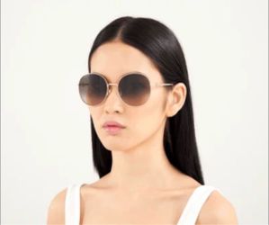 GUCCI GG0881SA 002 GOLD ROUND SUNGLASSES GOLD BROWN