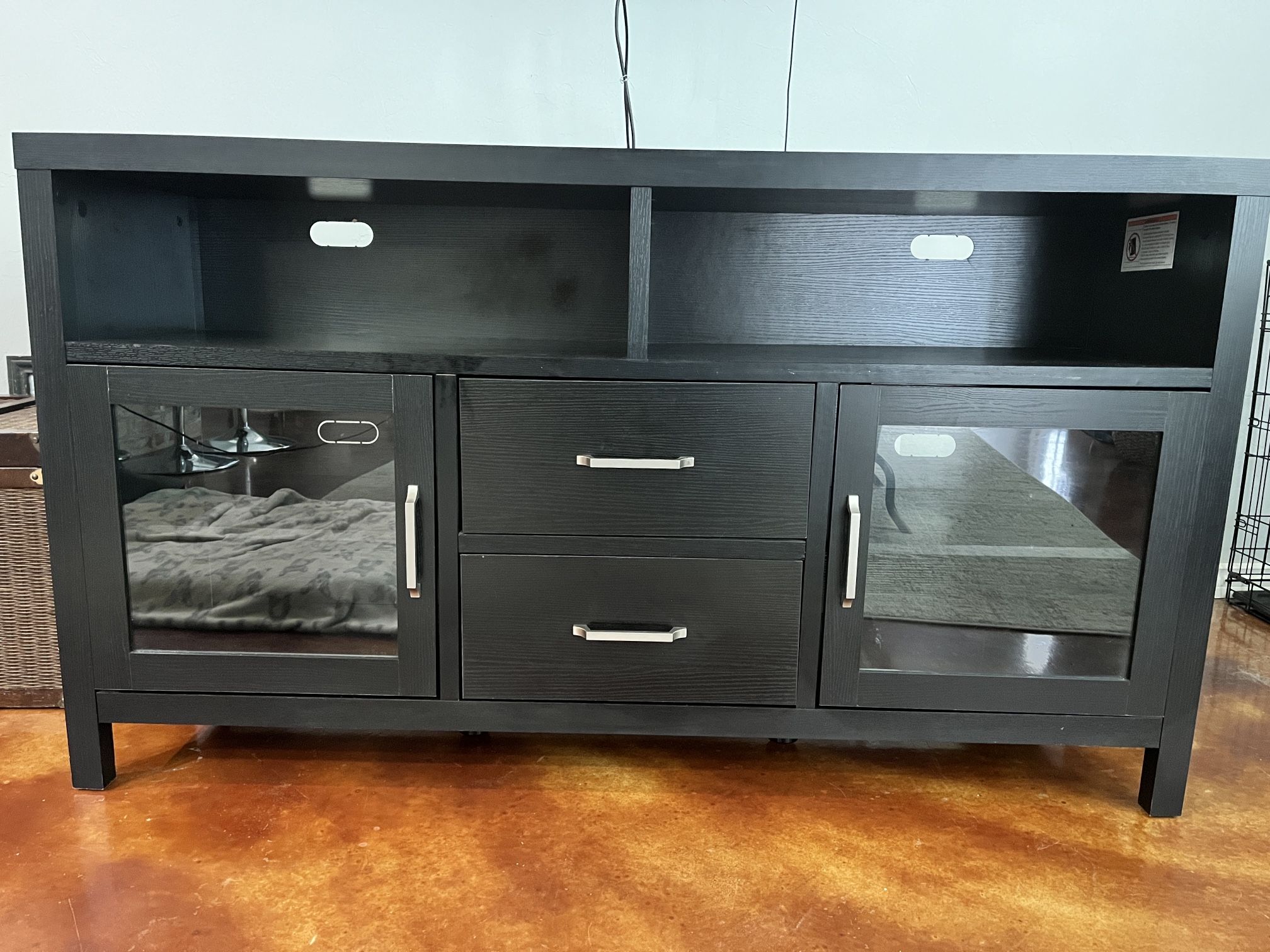 TV Stand Console w/Open Shelves and Storage Drawers