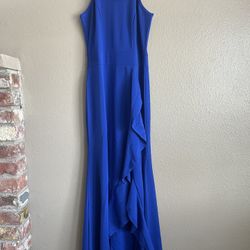 New With Tags Royal Blue Halter Formal Dress