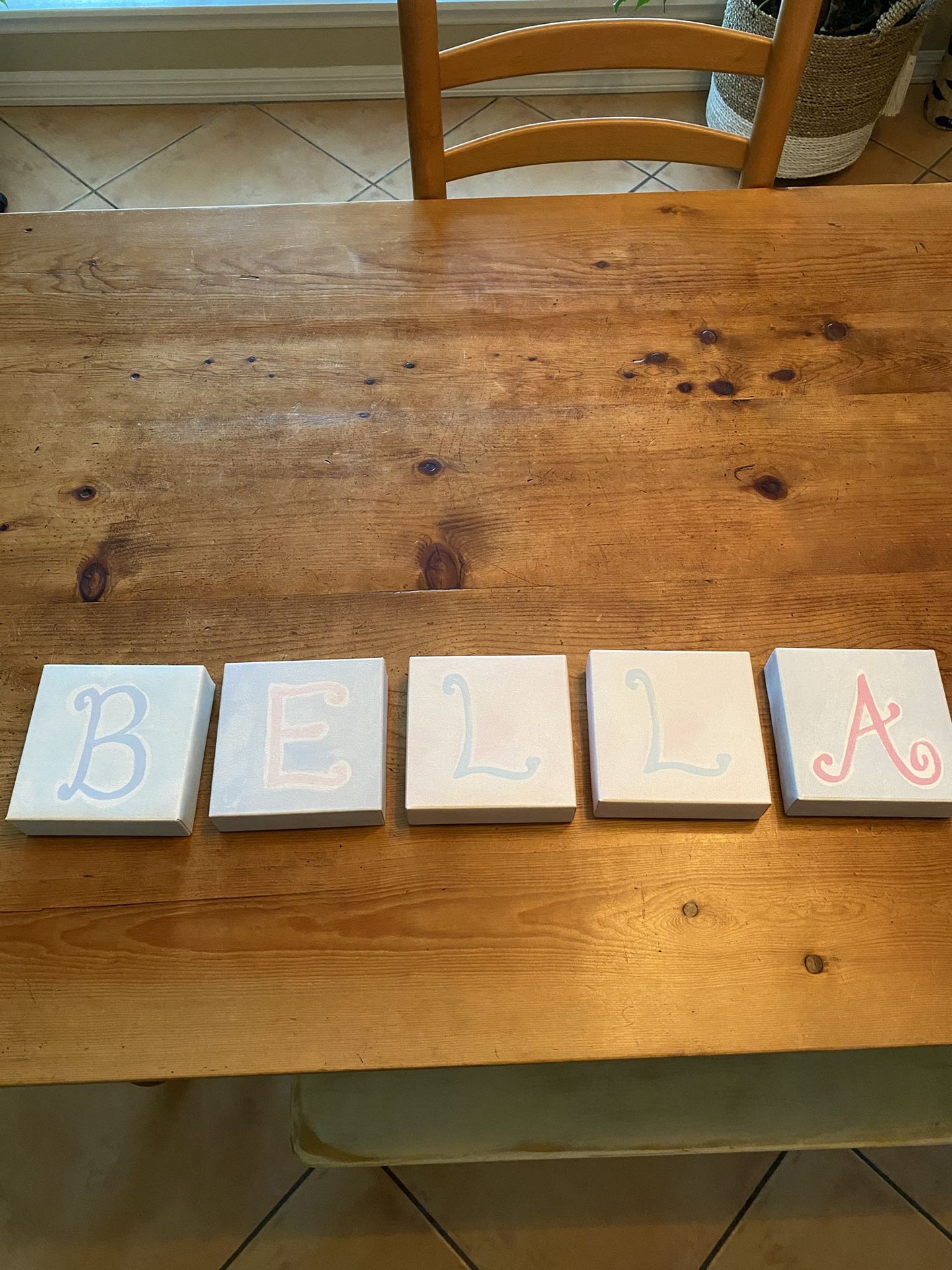 Pottery Barn Kids CANVAS NAME WALL ART PASTEL LETTER BLOCKS