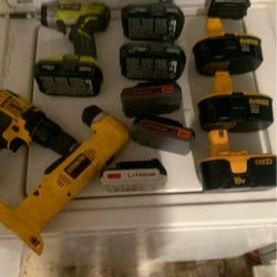 Drills And Battery’s Dewalt And Ryobi