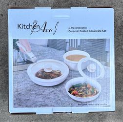 Kitchen Ace 6-Piece Nonstick Ceramic Coated Cookware Set