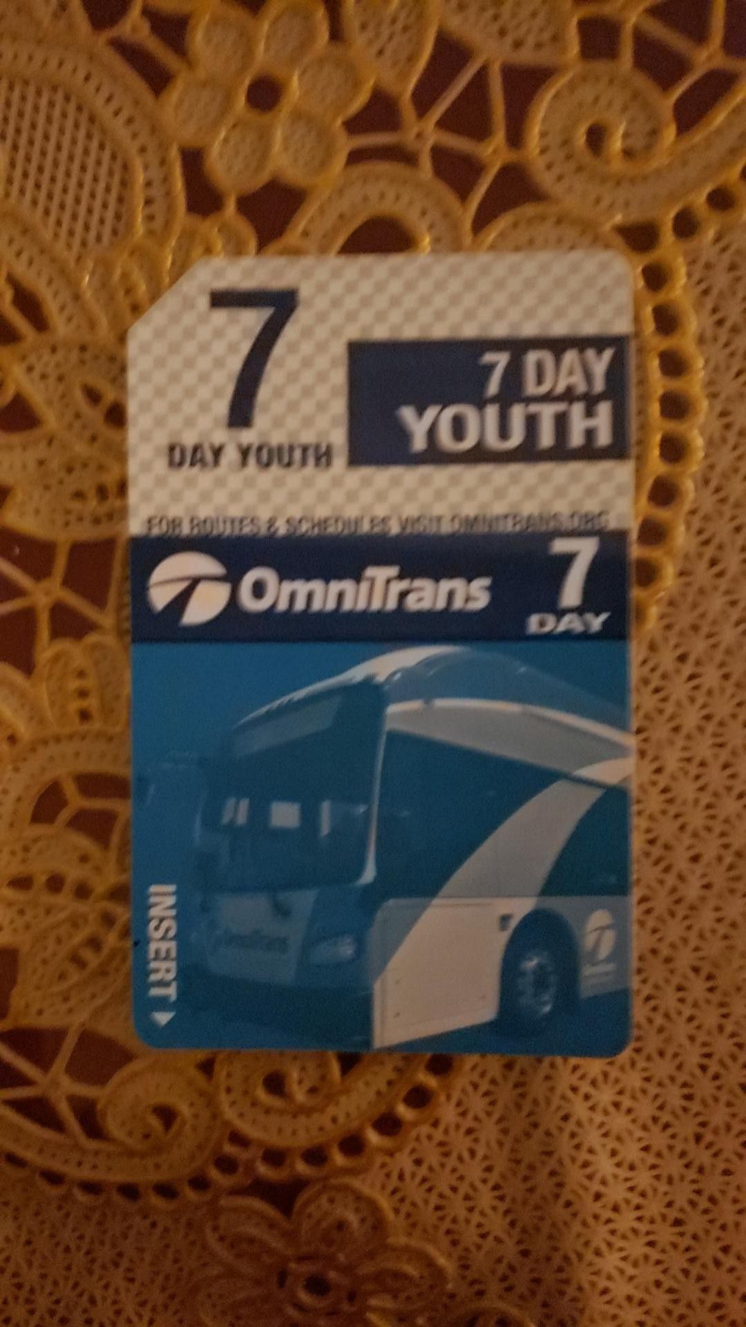 7 days youth bus pass