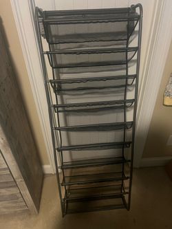 Black Metal Mesh Shoe Rack