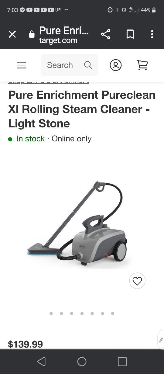 Pure Enrichment PureClean XL Rolling Steam Cleaner...Brand New in Box!