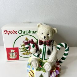 SPODE HAND PAINTED TEDDY BEAR TEAPOT - NEW IN BOX -  CHRISTMAS TREE COLLECTION