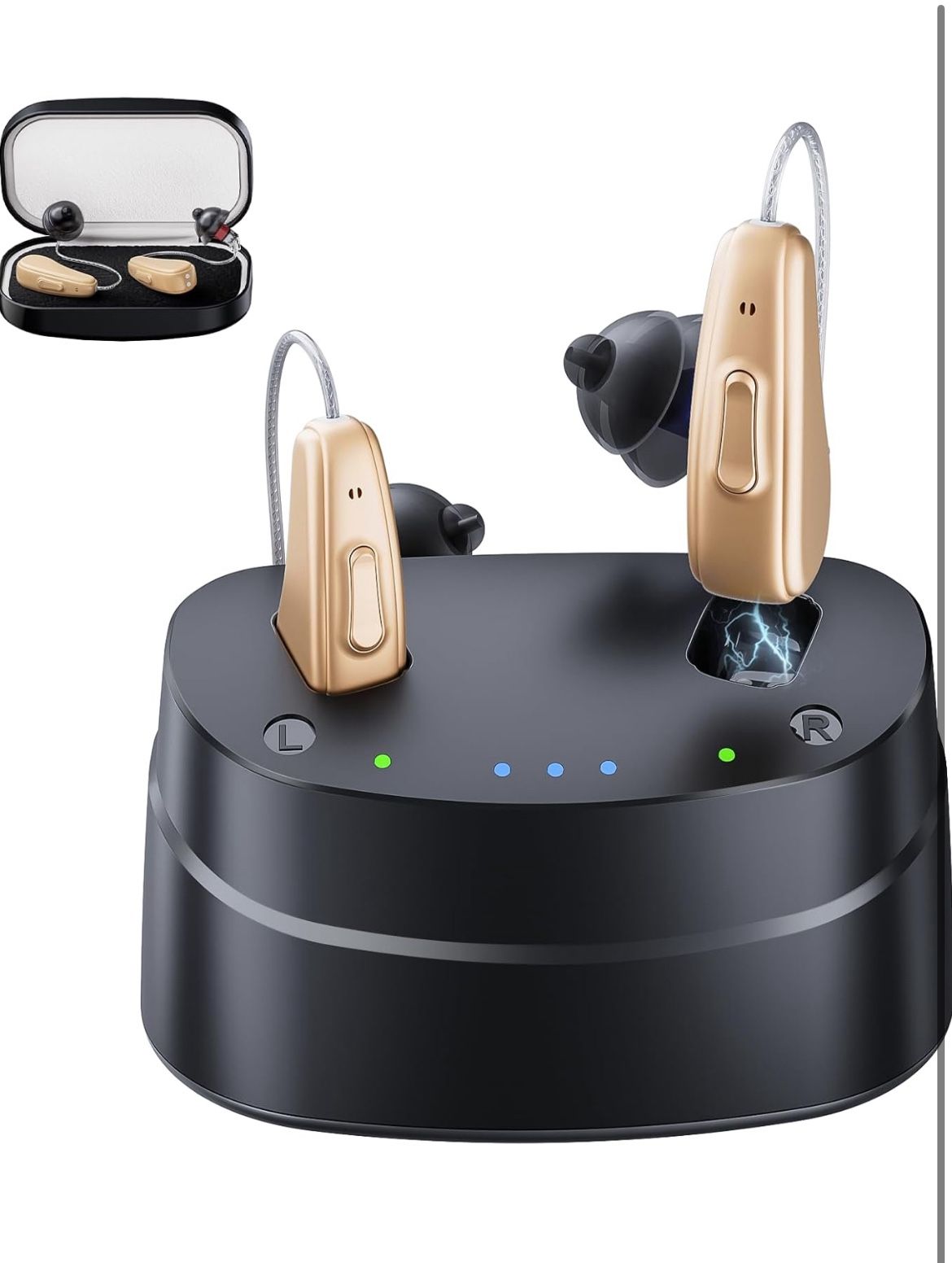 Brand: NVBOTY Hearing Aids, Hearing Aids for Seniors, Rechargeable Hearing Aid with Noise Cancellation, 5-Level Button Volume Control, OTC Hearing Amp