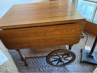Drop leaf tea and rolling buffet cart