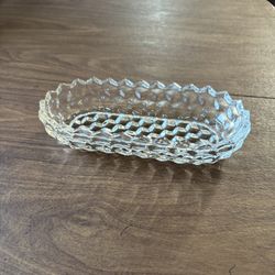 Vintage Fostoria American Cubist Design Clear Glass Oval Pickle Dish