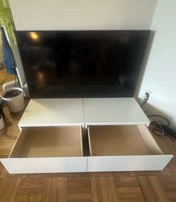 White Low Nightstands / TV Stand – 2 Pieces – Great Quality