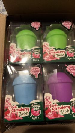 Super Skuishy Pink Strawberry Drink Squishy Toys