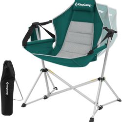 KingCamp Hammock Camping Chair, Aluminum Alloy Adjustable Back Swinging Chair, Folding Rocking Chair with Pillow Cup Holder, Recliner for Outdoor Trav