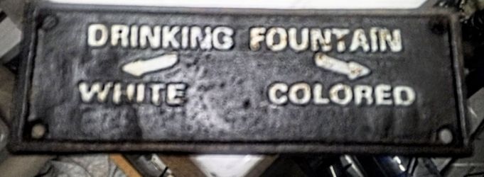 Vintage brass "White / Colored" drinking fountain sign - segregation era - authentic 1930's-1950's Jim Crow artifact