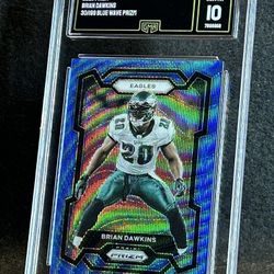 2023 Prizm 💥 Brian Dawkins 💥 Blue Wave Prizm 30/199 GMA 10 💎 Mint - Philadelphia Eagles