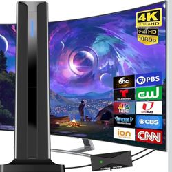 2026 HD Antennas with 3M-Stick Base, 360°&Long Range Reception 4k 1080p for Local Channels, Easy Setup Antenna for TV Without Cable (Black)