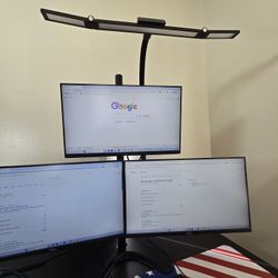 3 DELL Monitors 24" And Triple Monitor Mount
