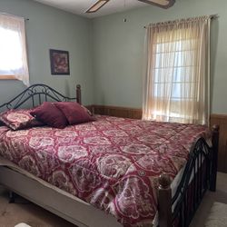 Bedroom Set. Queen Bed With Headboard And Newer Mattress. Dresser With Two Matching Nightstands. 