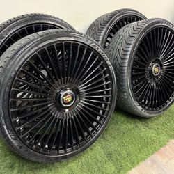 NEW 26 inch gloss black wheels with cadillac floating caps and Lexani  305/30r26 tires
