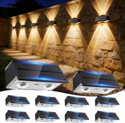 New 10-Pack Solar Fence Lights - RGB Color Modes