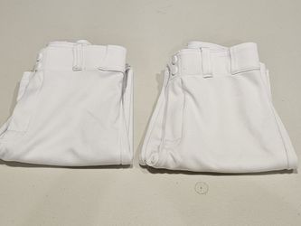 2 Pairs Of Boys Easton Baseball Pants, size medium in white