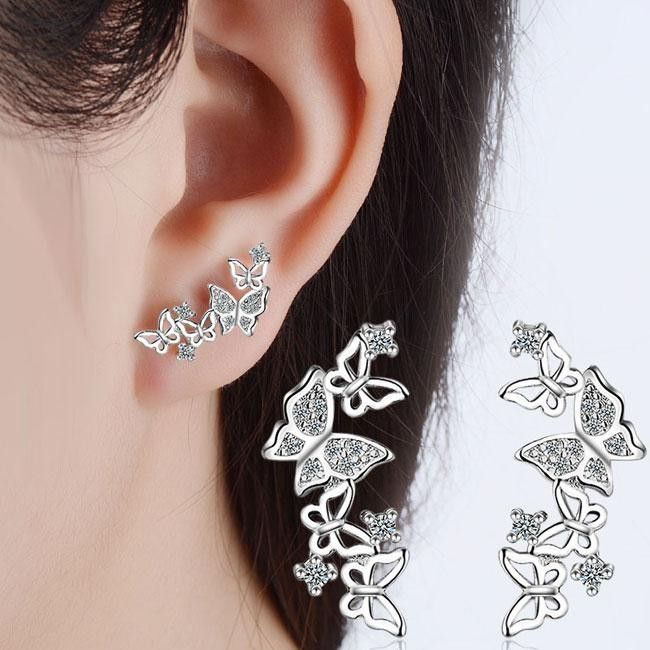 Glitter Hollow Butterflies 18k Gold Plated Butterfly Earrings for Women, L607
