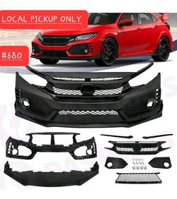 ➿️ To Type R Style Front Bumper Cover Grille Lip Assembly For 16-21 Honda Civic #680