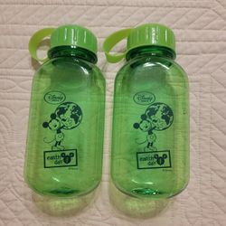 (2) Disney Store Green Water Bottles 
