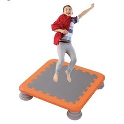 Mini Trampoline for Kids, 25 Inch Indoor Trampoline for Toddler, Square Bounce Trampoline w/Non-Slip Base, Autism Kids Sensory Integration Training Eq