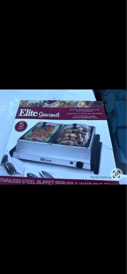 Elite Gourmet Stainless Steel Buffet Server & Warming Tray