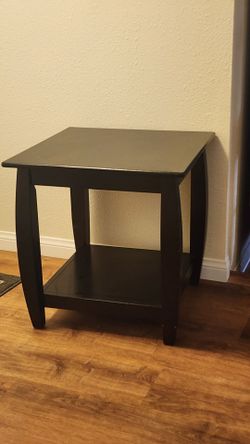 Black Wood End Table with Bottom Shelf