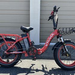 VTUVIA SF20H 750 Watts Upgraded Version 15Ah Battery Folding Eclectic Bike In Red 