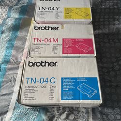 3 Brother TN-04 Color Toner Cartridges Cyan, Magenta, And Yellow