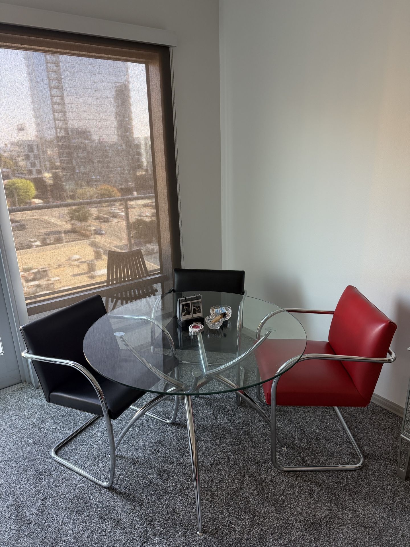 Modern Glass + Chrome Dining Table: Italian Modern Style