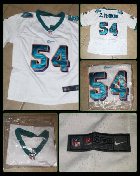 NEW IN PACKAGE NFL MIAMI DOLPHIN'S #54 Z. THOMAS SIZE MEDIUM M JERSEY SPORTS COLLECTABLE TSHIRT T SHIRT