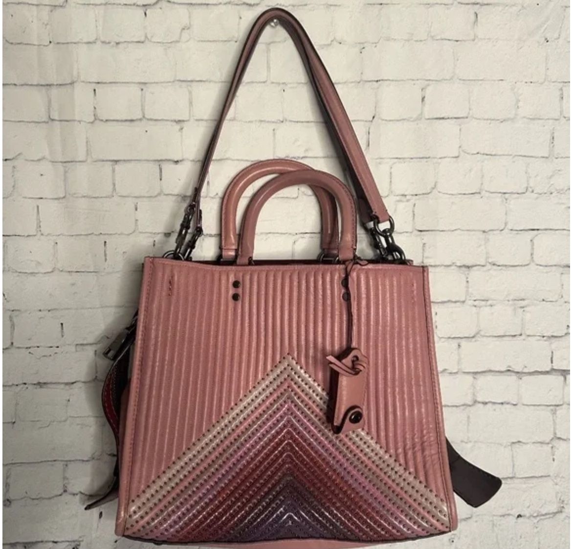 Coach 1941 Rouge 31 Bag Colorblock Quilting & Rivets in Dusty Rose
