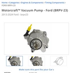 2013-2016 Ford F150 Motorcraft Power Brake Booster Vacuum Pump