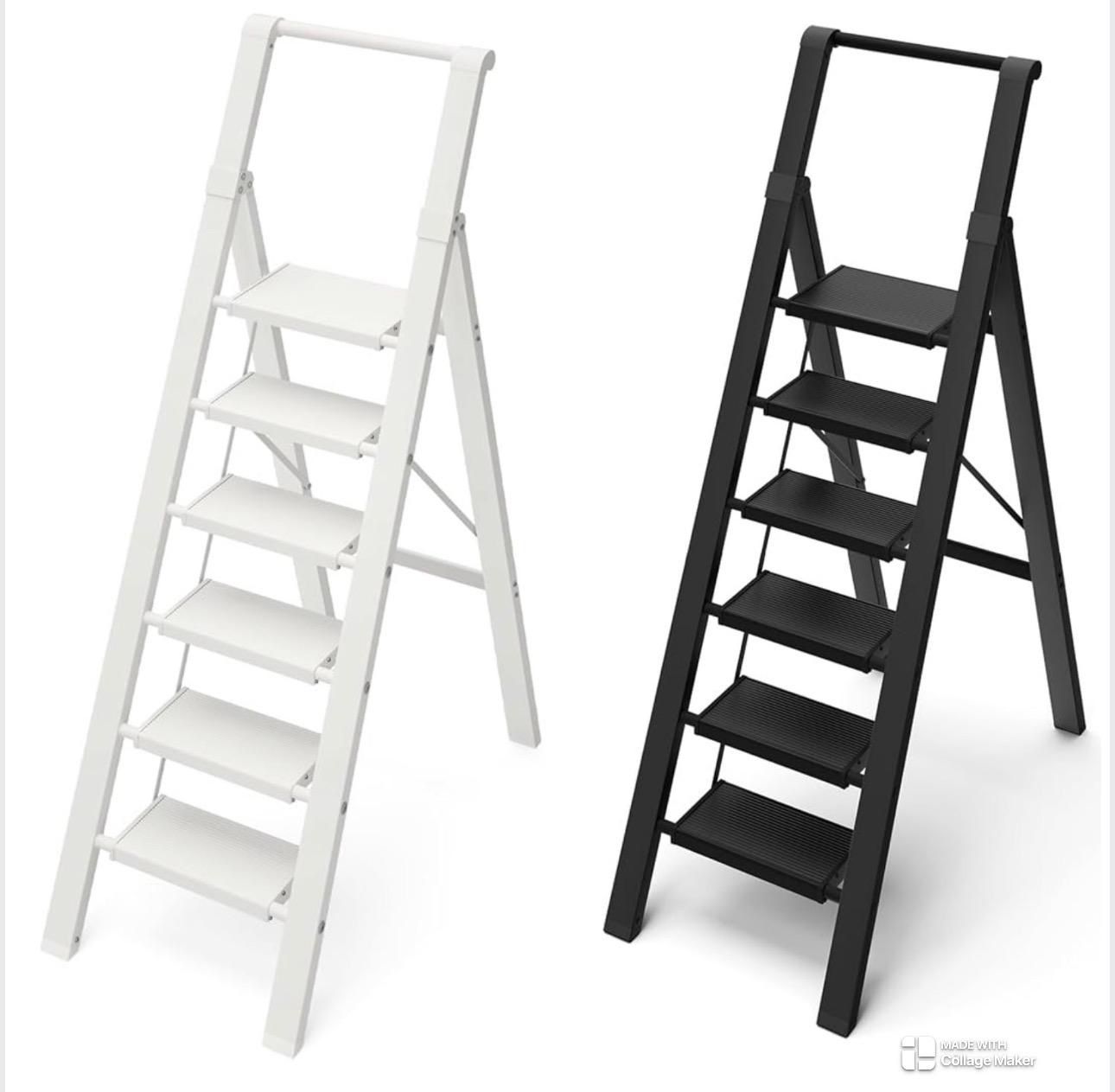 6 Step Ladder, Lightweight Folding Step Stool with Convenient Handgrip,Aluminum 330lbs Capacit