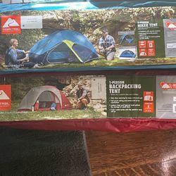 2 Brand New Tents! 1 Of Them Is A 3-person Hiker Tent. Then Other Is A 1-person Backpacking Tent! Firm On Price.