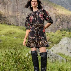 Farm Rio Belle Garden Lace Belted Mini Dress – Size S (New With Tags)