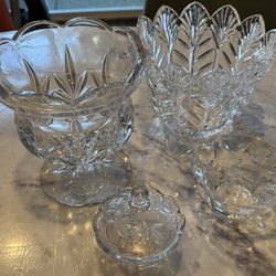 Lot of 4 Crystal Bowls Candy Dish