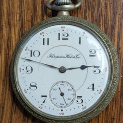 Old antique Hampden pocket watch from 1800s? Or early 1900s. Movement looks VERY clean but not working. Very cool old interesting antique collectible 