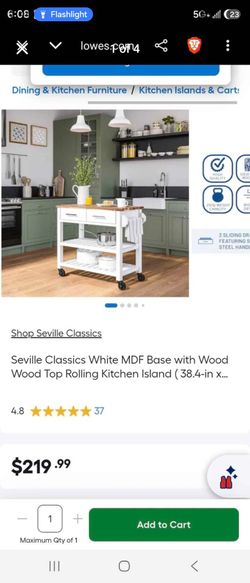 Seville Classics Rolling Kitchen Island Cart