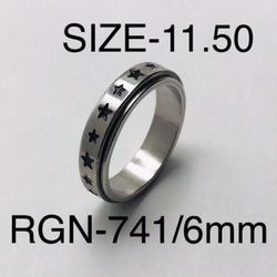 Stainless Steel Star Carved Spinner Ring Band For Men & Women with: RGN-741/Size-11.50