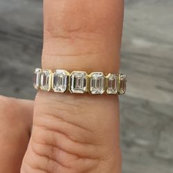 Bezel Set Emerald Cut Diamond Eternity Band