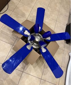Hampton Bay 52” Ceiling Fan – Blue – 5 Blade – Works Great