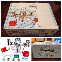 NEW- Lunarlipes Faucet Mounted Eyewash Station. Reliable First AID Emergency Eye Wash Unit for Sink. 