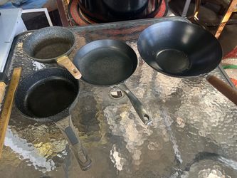 Set of 4 Nonstick Frying Pans and Wok Deane & White Natural Elements & Brandani